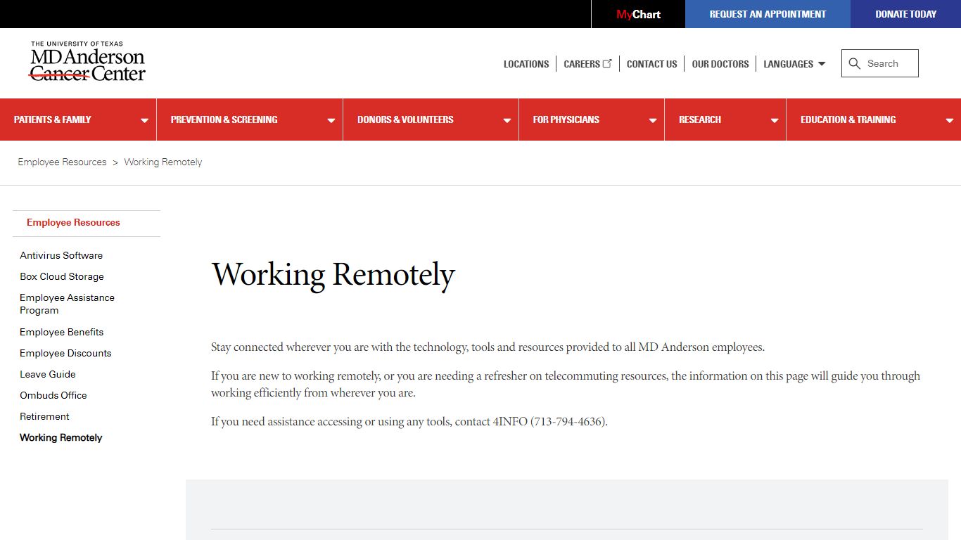 Working Remotely | MD Anderson Cancer Center